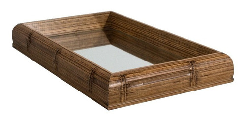 Bandeja Retangular 30x18 Espelhada, Decoração, Mesa, Lavabo Cor Bambu 9044