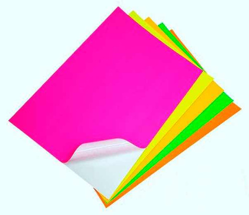 Papel Adhesivo 5 Colores Neón A4 Pqtx25 (5 De Cada Color)