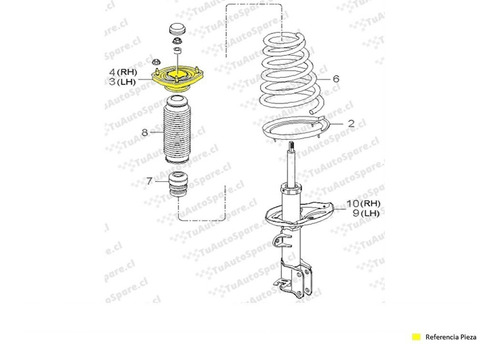 Cazoleta Trasero Kia Cerato 2004-2009, Derecho