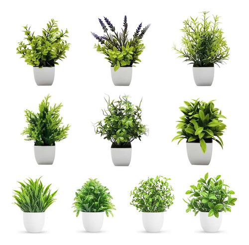 10 Piezas Plantas Artificiales En Maceta Decorativas Hogar