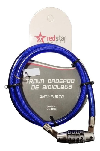 Corrente Reforçada Para Bicicleta E Moto Com Senha Especial Cor Azul