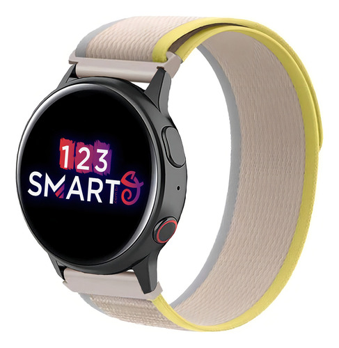 Pulseira Para Smartwatch 123smart Pulseira De Nylon + Case Bege Com Amarelo