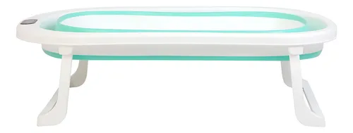 Bañito Plegable Con Termómetro Digital Y Colchón Baby Splash Color Verde Menta