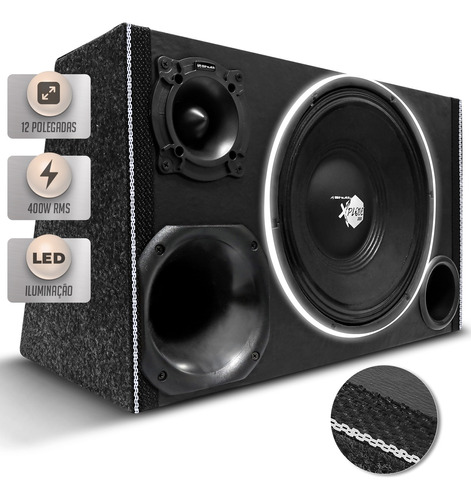 Caixa De Som Trio Automotivo 400w Led Woofer Xplode 12'' 