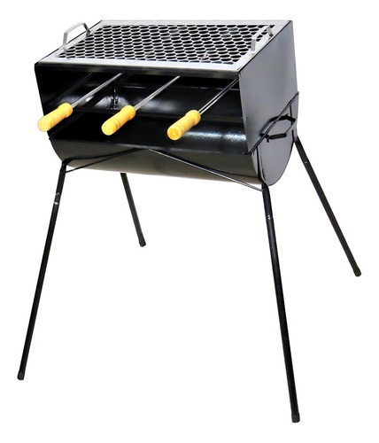 Churrasqueira Espetinho E Pé Fe 1 Grelha 3 Espeto 83x44x30cm Cor Preto