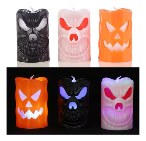 Kit De 12 Velas Electrónicas Led Halloween Con Pilas 10 Cm