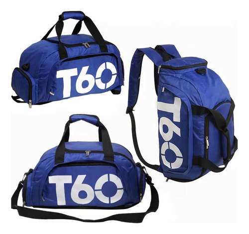 Maleta Deportiva Gym Viaje Mochila Impermeable Calidad T60 G Color Azul
