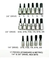 Comprar Pieza Estandar Sae Meric Mm 3 8  1 4  Unidad Hex Bit Allen