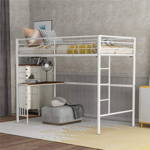 Cama Doble Loft Para Niño Marco Metal Escritorio Debajo No