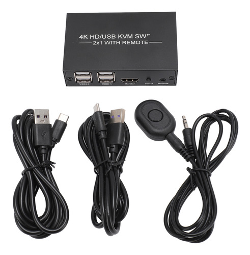 Interfaz Multimedia Hd Kvm, 4 Puertos Usb 2.0, 1 Pantalla, 2