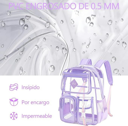 Mochila Transparente, Mochila Escolare Para Jóvenes Y Niños Color Violeta