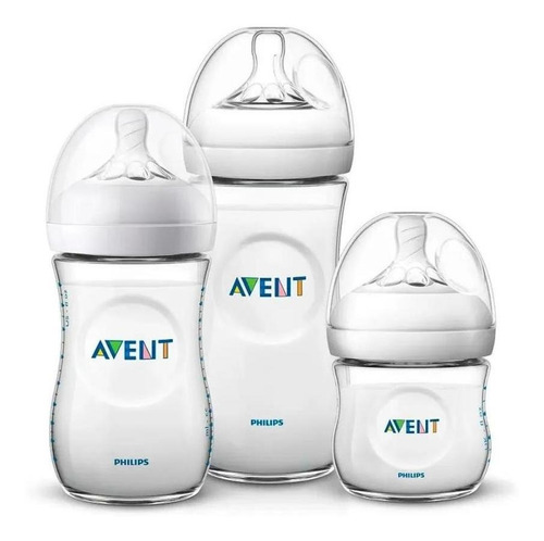 Kit 3 Mamadeiras Personalizadas Avent Pétala 125/260/330ml Cor Transparente Personalizado Com Nome