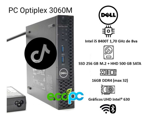 Dell Optiplex 3060 Pc Micro 256 Ssd / 16gb / Wifi /rj45 / Ok