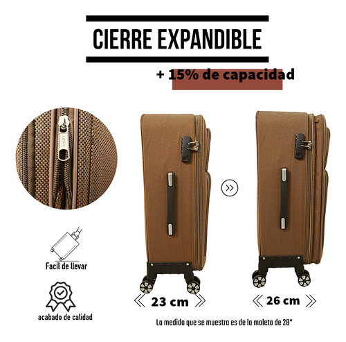 Juego 2 Maletas De Viaje Tela 24 Y 28 Pulgadas 20 Y 25 Kg Caqui 3002