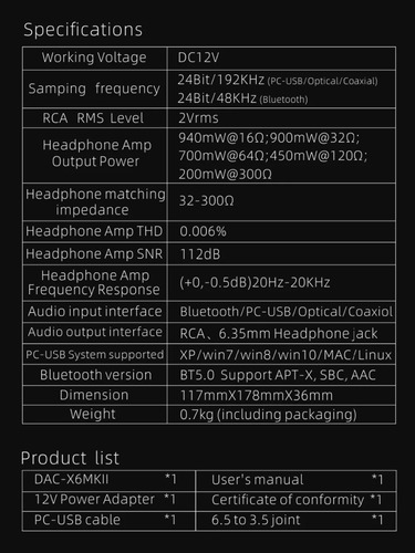 Dac Amp Fx Audio X6-mkii 24 Bits 192 Khz C/ Bluetooth Aptx