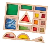Comprar Wooden Rainbow Building Blocks Sensory Blocks 15 Pieces