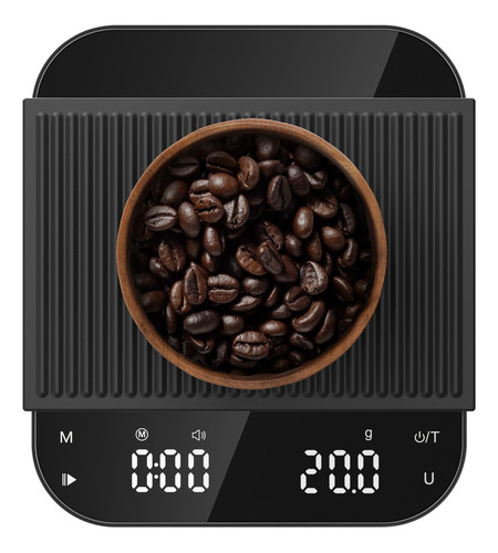 Báscula De Café Con Temporizador, 3 Kg/0,1g Alta Precisión Capacidad Máxima 3 Kg Color Negro
