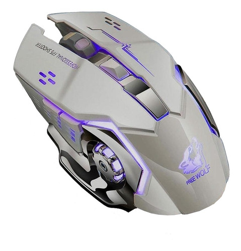 Mouse para jogo sem fio recarregável Free Wolf  X8 metal grey