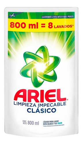 Jabón líquido Ariel Clásico Limpieza Impecable natural repuesto 800 ml