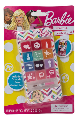 Barbie Lip Gloss Sparkle Compact Case Acabado Brillante Color
