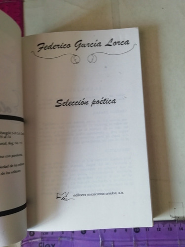Selección Poética Federico García Lorca Emu (Usado)