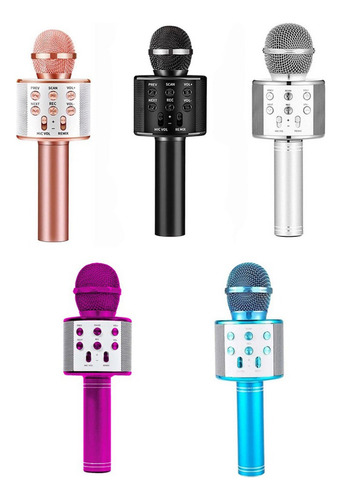 Micrófono portátil inalámbrico Bluetooth para karaoke, color negro