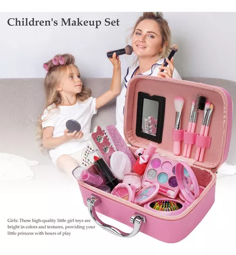Kit de maquiagem infantil de 22 peças para meninas Kit de maquiagem lavável  para crianças Maquiagem infantil e conjunto de cosméticos não tóxicos Jogo