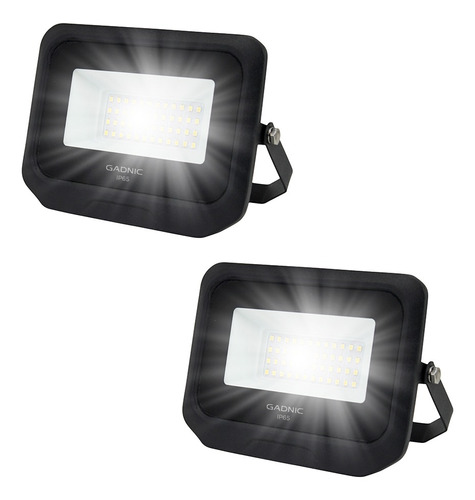 Juego 2 Reflectores Led Blanco Gadnic 50w Exterior Interior Color de la carcasa Negro