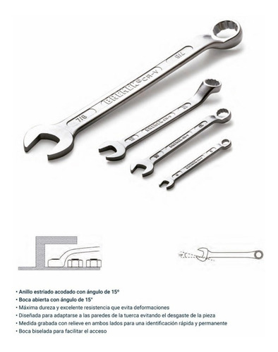Imagen 2 de 4 de Llave Combinada 14 Mm Profesion Acero Cr-vanadio Bremen 3511