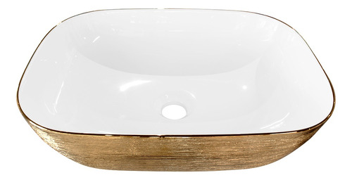 Ovalin Lavabo Ceramico Rectangular  En Blanco Dorado Oro