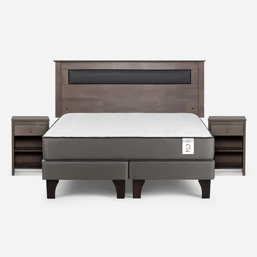 Cama Europea New Style 2 Plus 2 Plazas Bd+set Muebles Gris