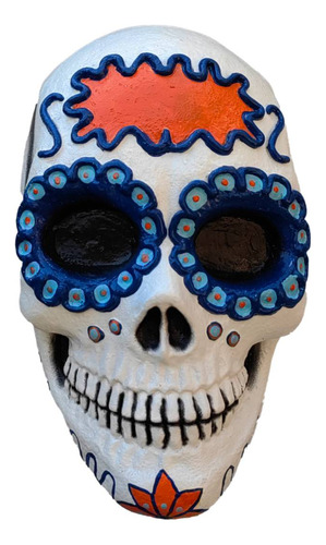 Máscara De Calavera Dulce Muertos Halloween Látex Color Blanco