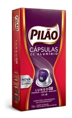 Kit 100 Cápsulas Alumínio Comp.nespresso Café Pilão 08 Lungo