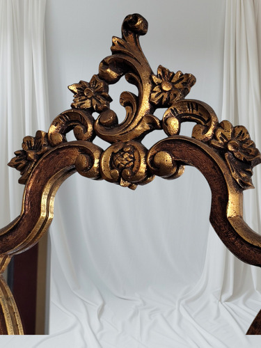 Antiguo Espejo Francés, Marco De Madera Dorado Oscuro (Usado)