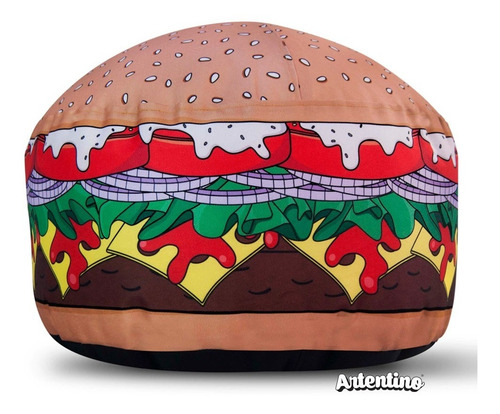 Imagen 2 de 4 de Puff Hamburguesa Regalo Original Día Niños Nene Nena Deco