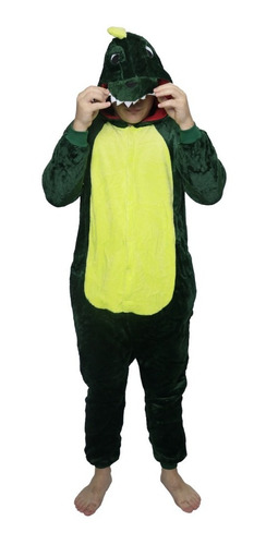 Pijama Mameluco Dinosaurio T-rex Con Gorrito Adulto