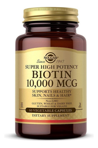 Biotina 10000 Mcg Piel, Uñas, Cabello Y Metabolismo 60 Cap