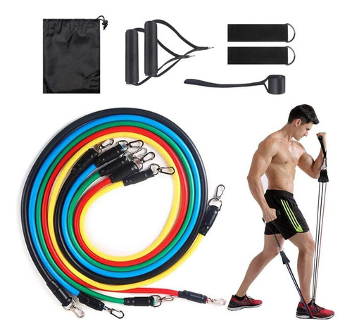 Kit Tubing Elástico 11 Itens Treinamento Funcional Pilates