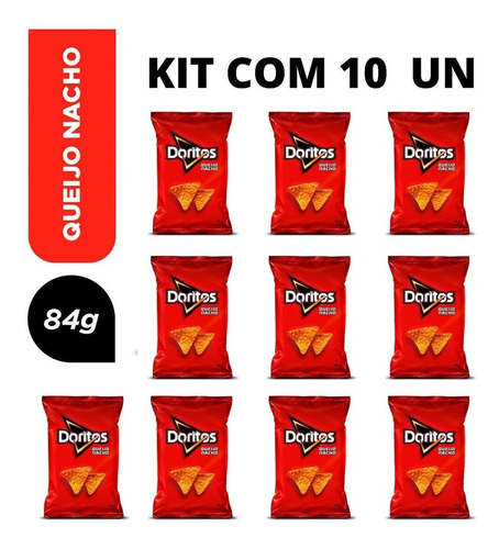 Kit 10 Pacotes Salgadinho Doritos Queijo Nacho 84 G