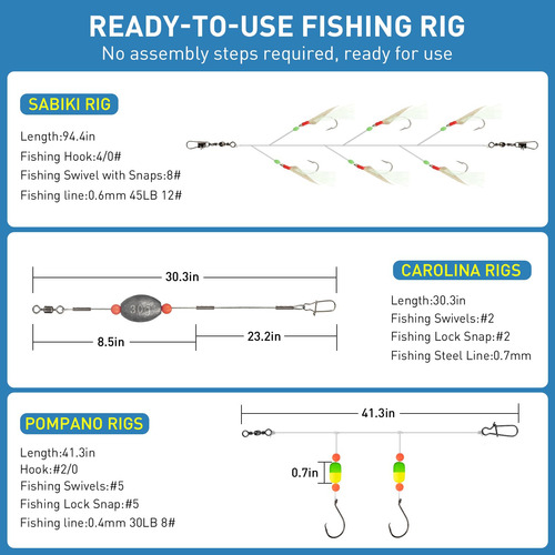 Kit De Aparejos De Pesca Thkfish Modelo Surf Agua Salada