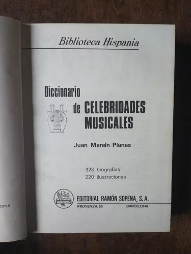 Juan Manen Planas: Diccionario De Celebridades Musicales