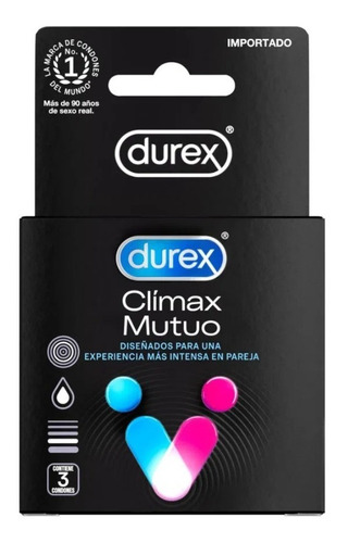 Durex Clímax Mutuo Caja 3 Condones Preservativos Lubricados