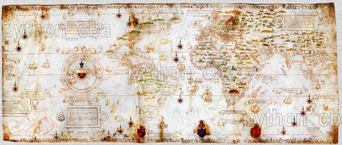 Cuadro Planisferio Mapa Carta Universal De Diego Ribero 1529