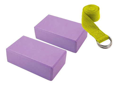 Kit 2 Ladrillos Para Yoga Brick + 1 Cint Elongacion  Cuotas