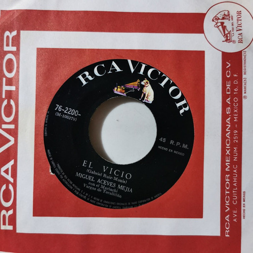 Disco 45 Rpm: Miguel Aceves Mejia- Te Lo Dije