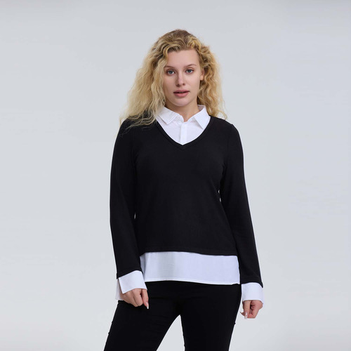 Sweater Mujer Tejido Negro / Blanco Fashion's Park