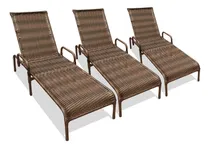 Comprar Kit 3 Espreguiçadeiras Fibra Catar C\u002F Regulagem Para Piscina