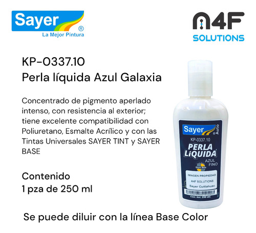 Perla Líquida Sayer Automotiva Kp-0337 Azul Fino Aperlado