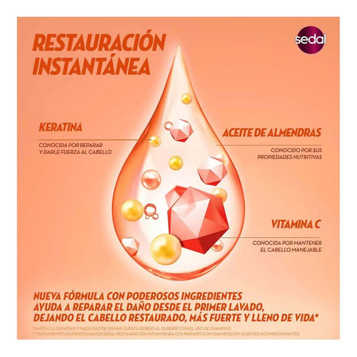 3 Shampoo Sedal Restauración Instantánea 620ml