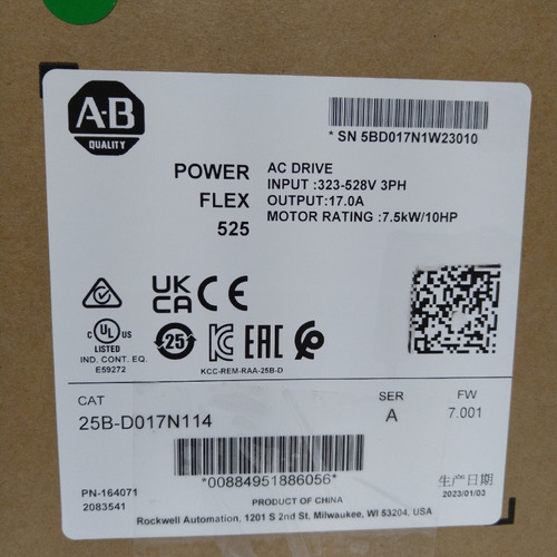 25b-d017n114 Allen-bradley Power Flex 525 10cv 10hp